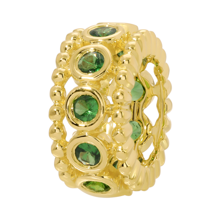 14k Yellow Gold Ball detail Bezel Set Rondelle