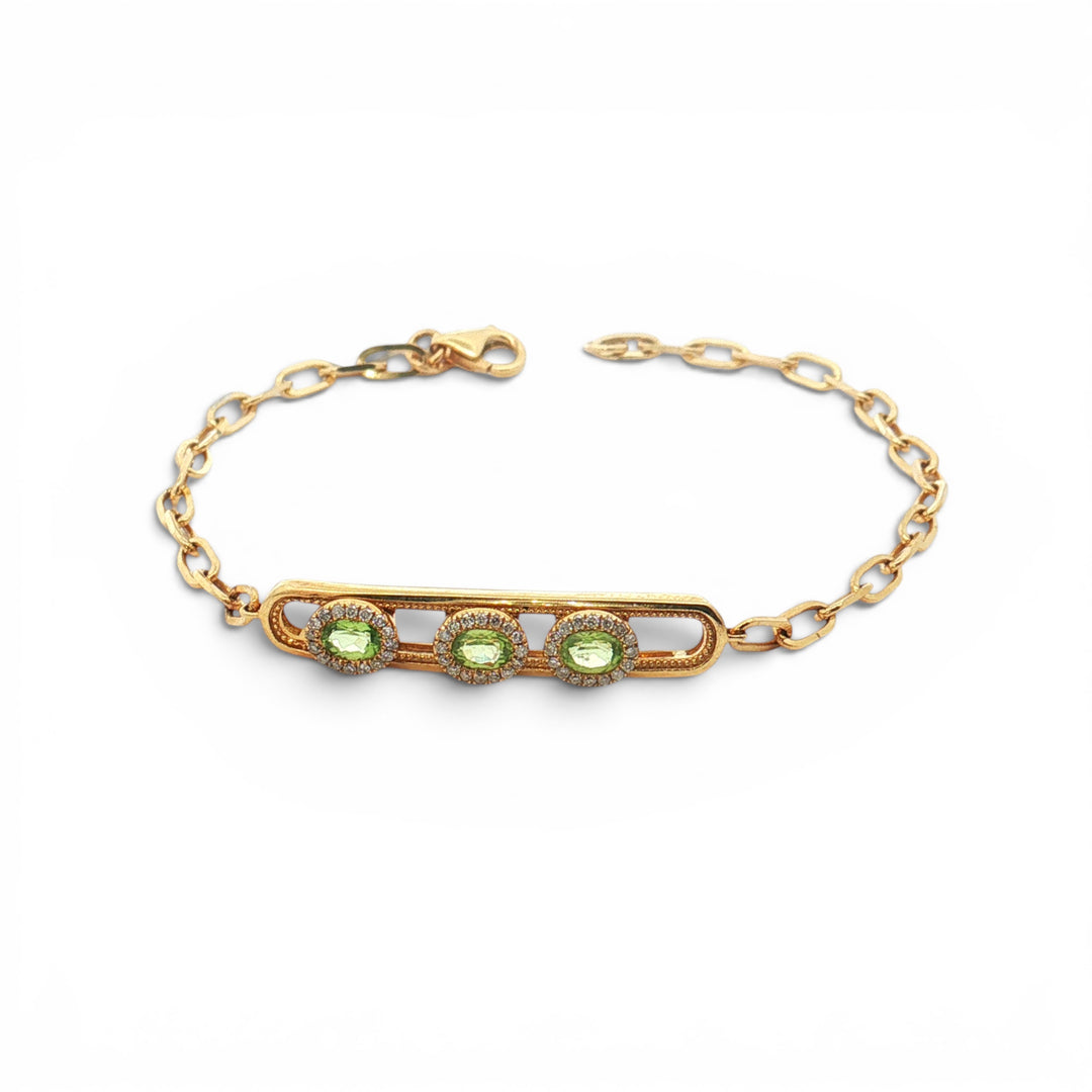 GREEN TOURMALINE MOVABLE LINK BRACELET