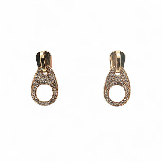 Yellow Gold Zipper Diamond Earrings