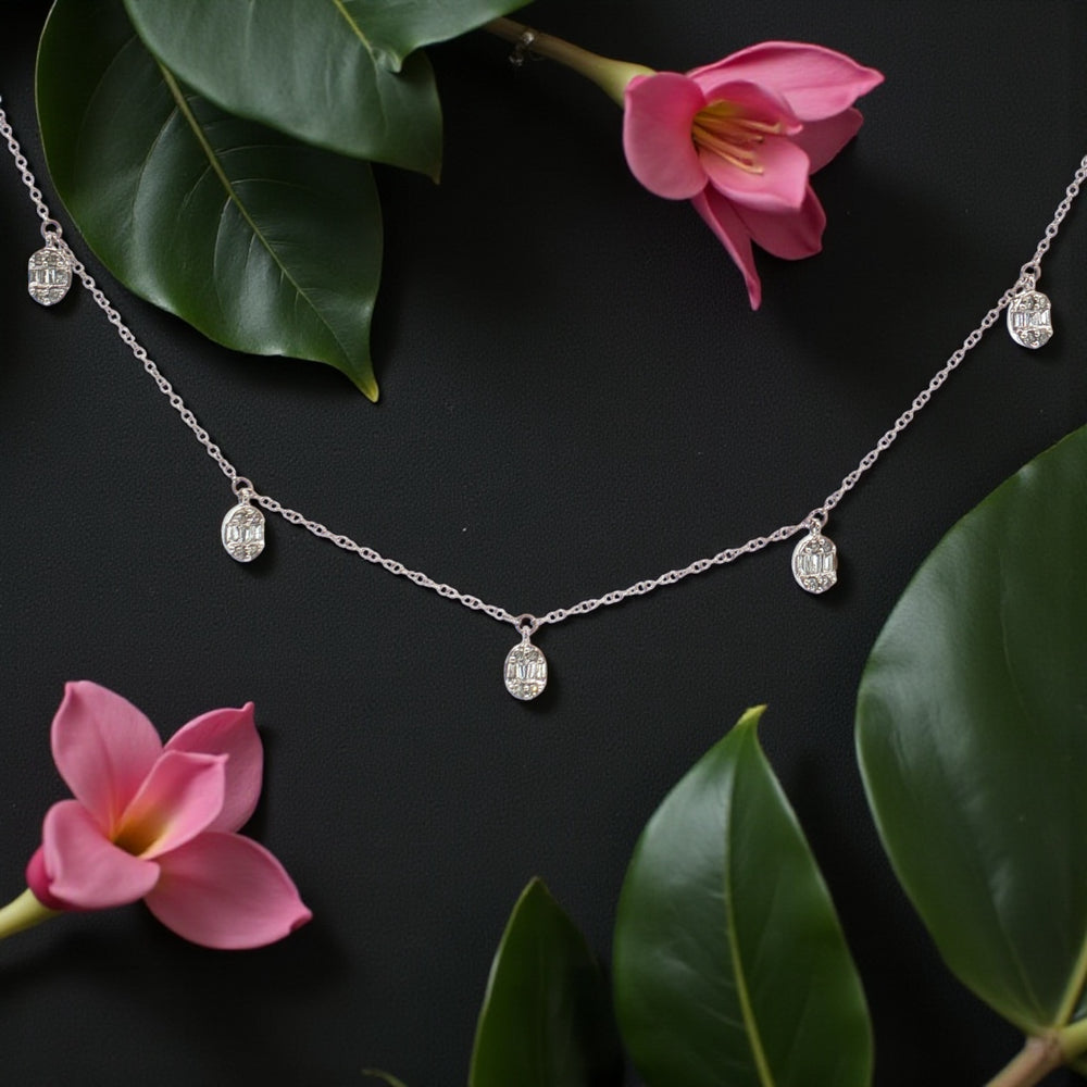 Diamond Oval Station Necklace