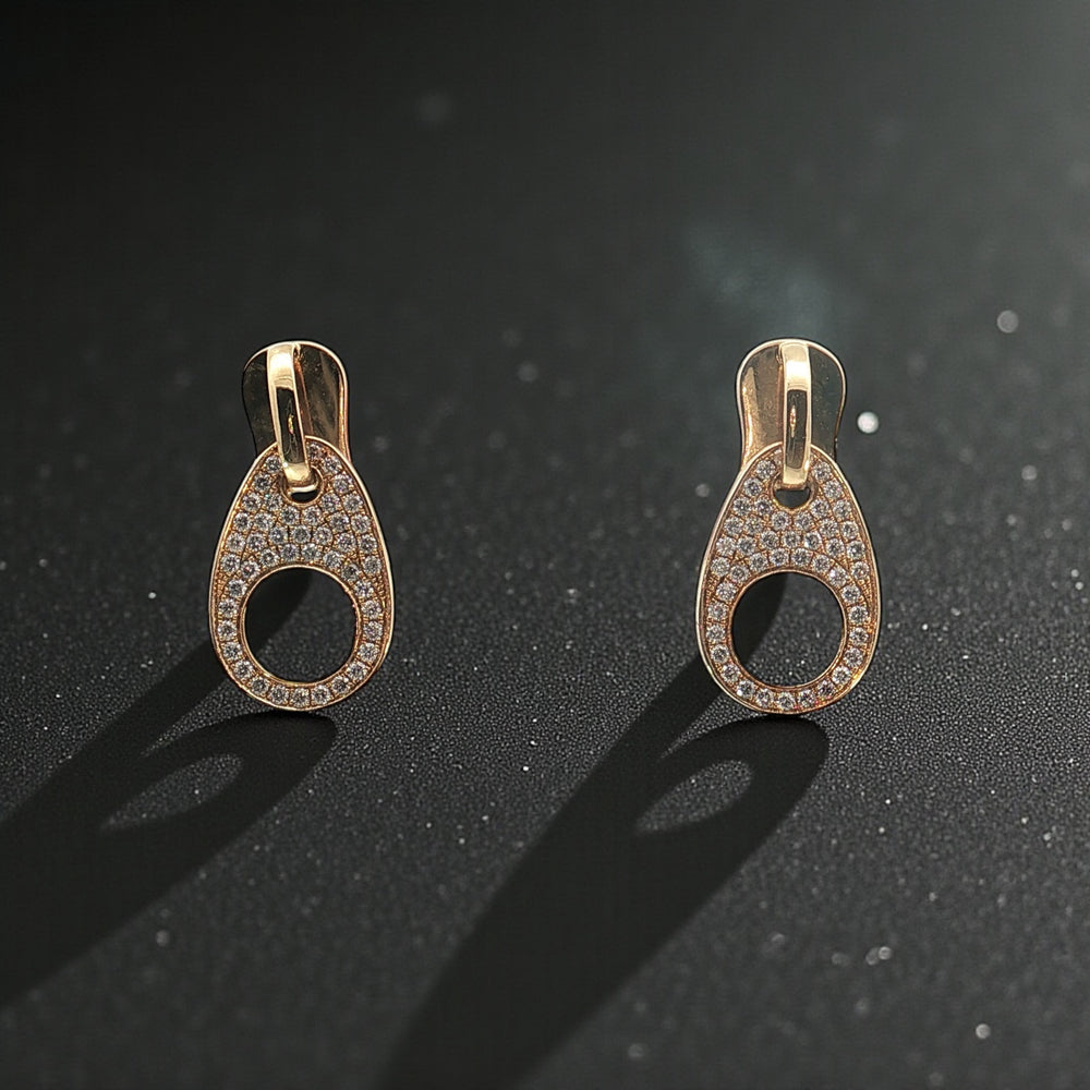 Yellow Gold Zipper Diamond Earrings