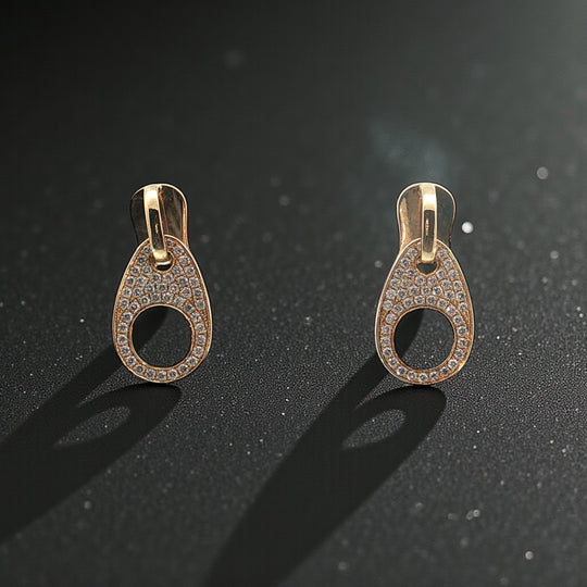 Yellow Gold Zipper Diamond Earrings
