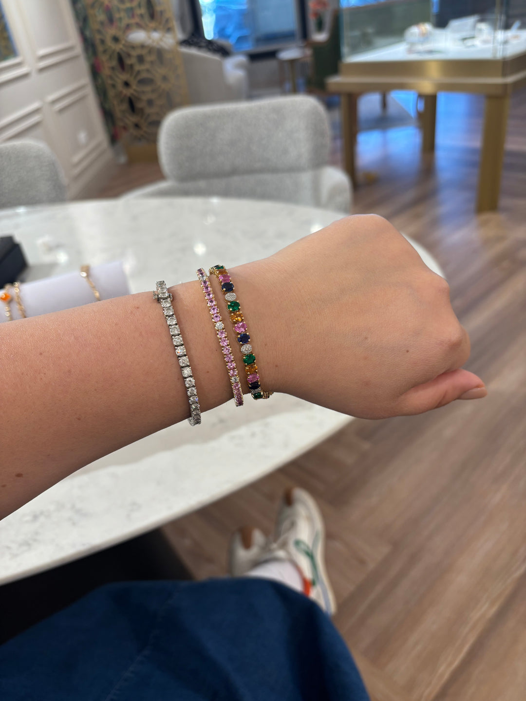 Pink Sapphire and Diamond Stretchy Bracelet