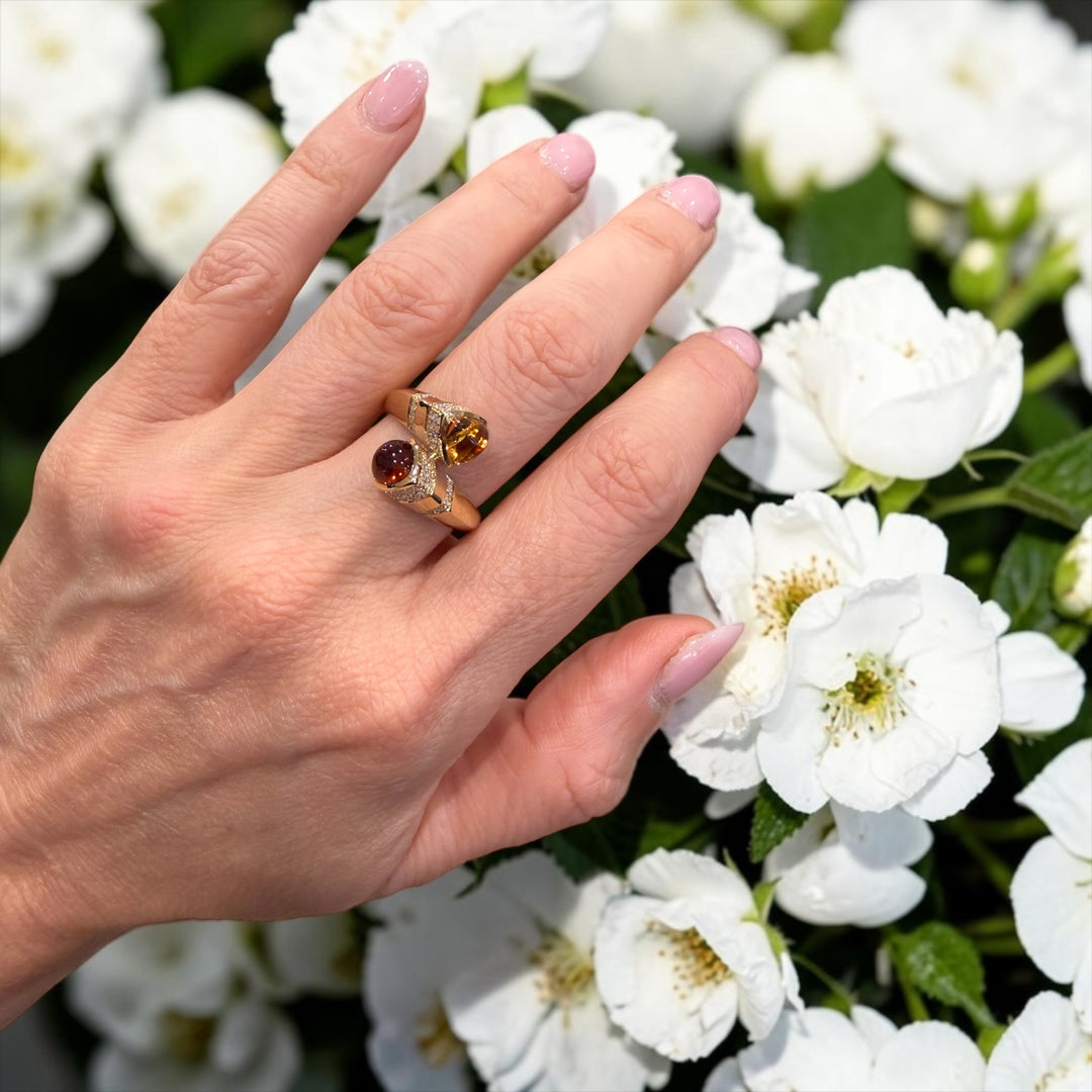CROSSOVER CITRINE AND DIAMOND RING