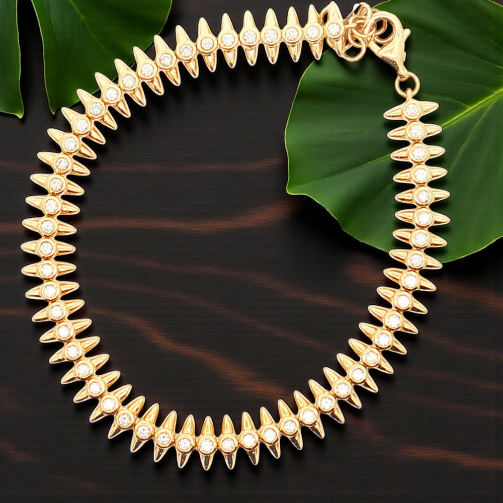 14k Yellow Gold Spike Diamond Bracelet