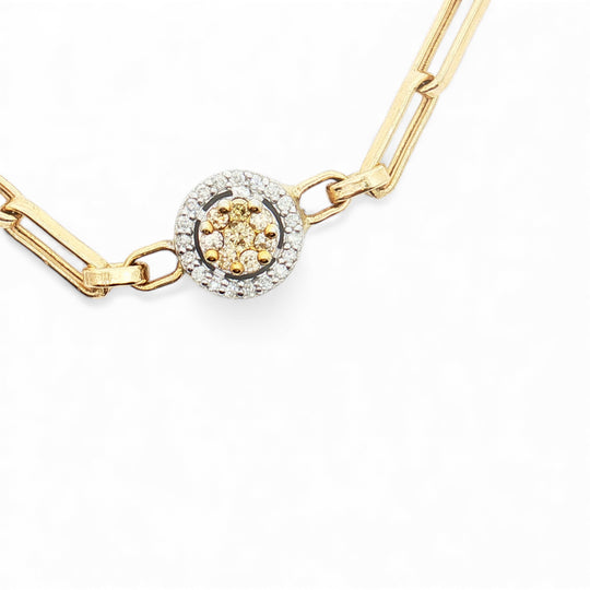 two tone round bracelet with paperclip chain