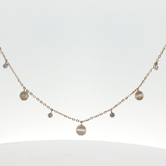 Two Tone 14K Diamond station necklace