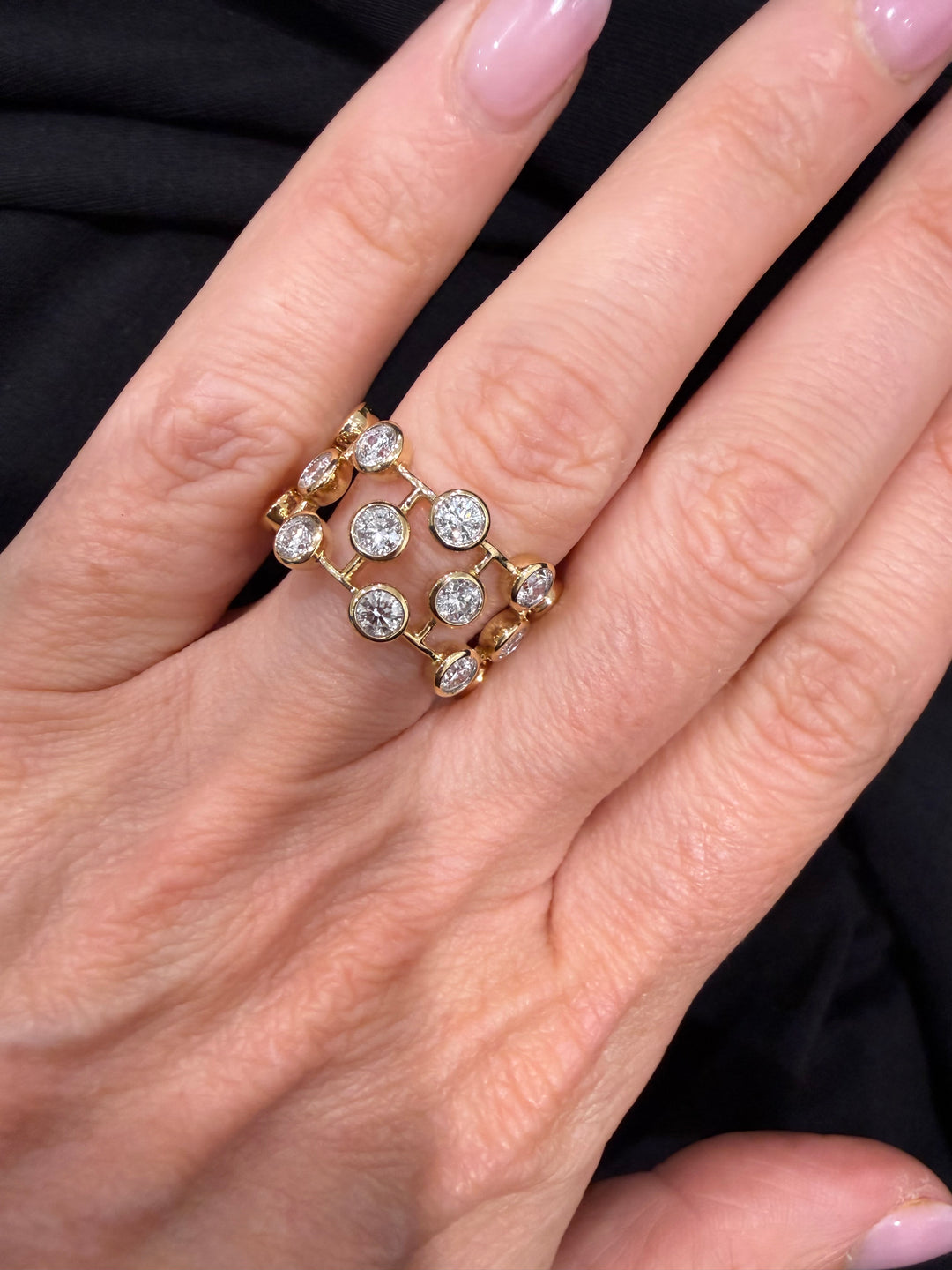 Bezel Set Floating Statement Ring