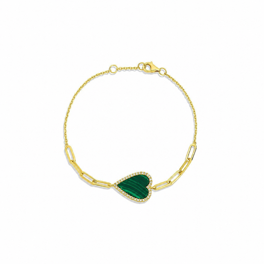 MALACHITE AND DIAMOND HEART BRACELET