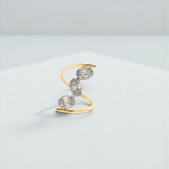 Three Oval Diamond Wave Ring