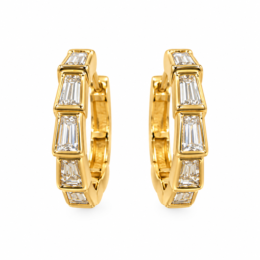 Diamond Baguette Hoops