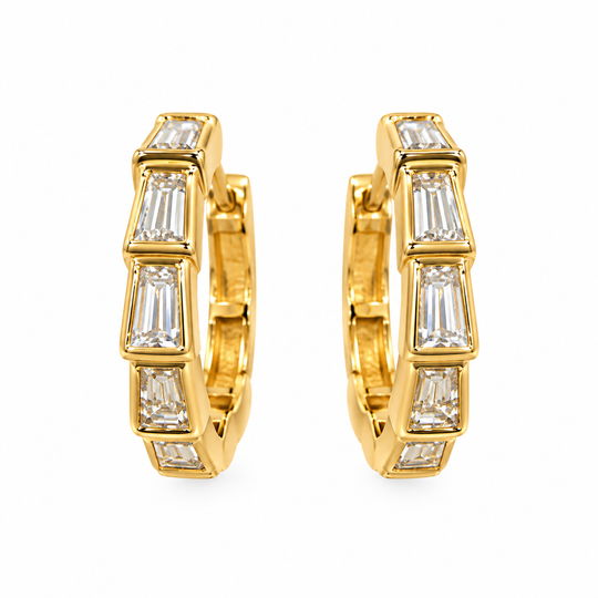 Diamond Baguette Hoops