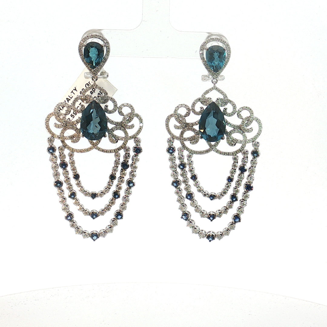 SAPPHIRE AND DIAMOND CHANDELIER EARRINGS