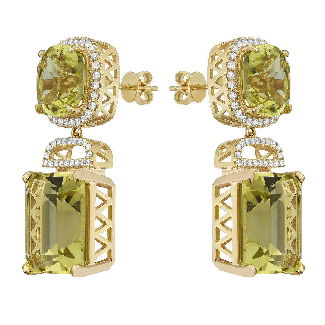 GREEN GOLD QUARTZ EARRINGS