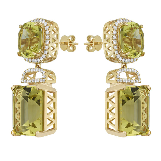 GREEN GOLD QUARTZ EARRINGS
