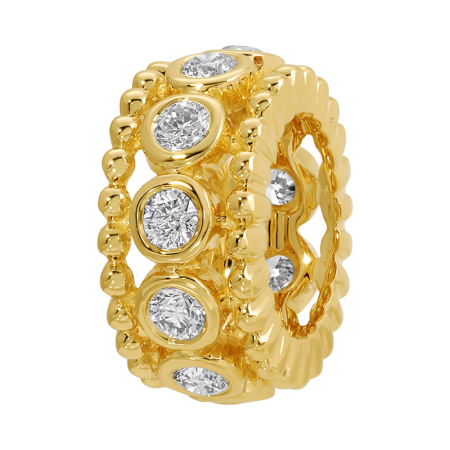 14k Yellow Gold Ball detail Bezel Set Rondelle