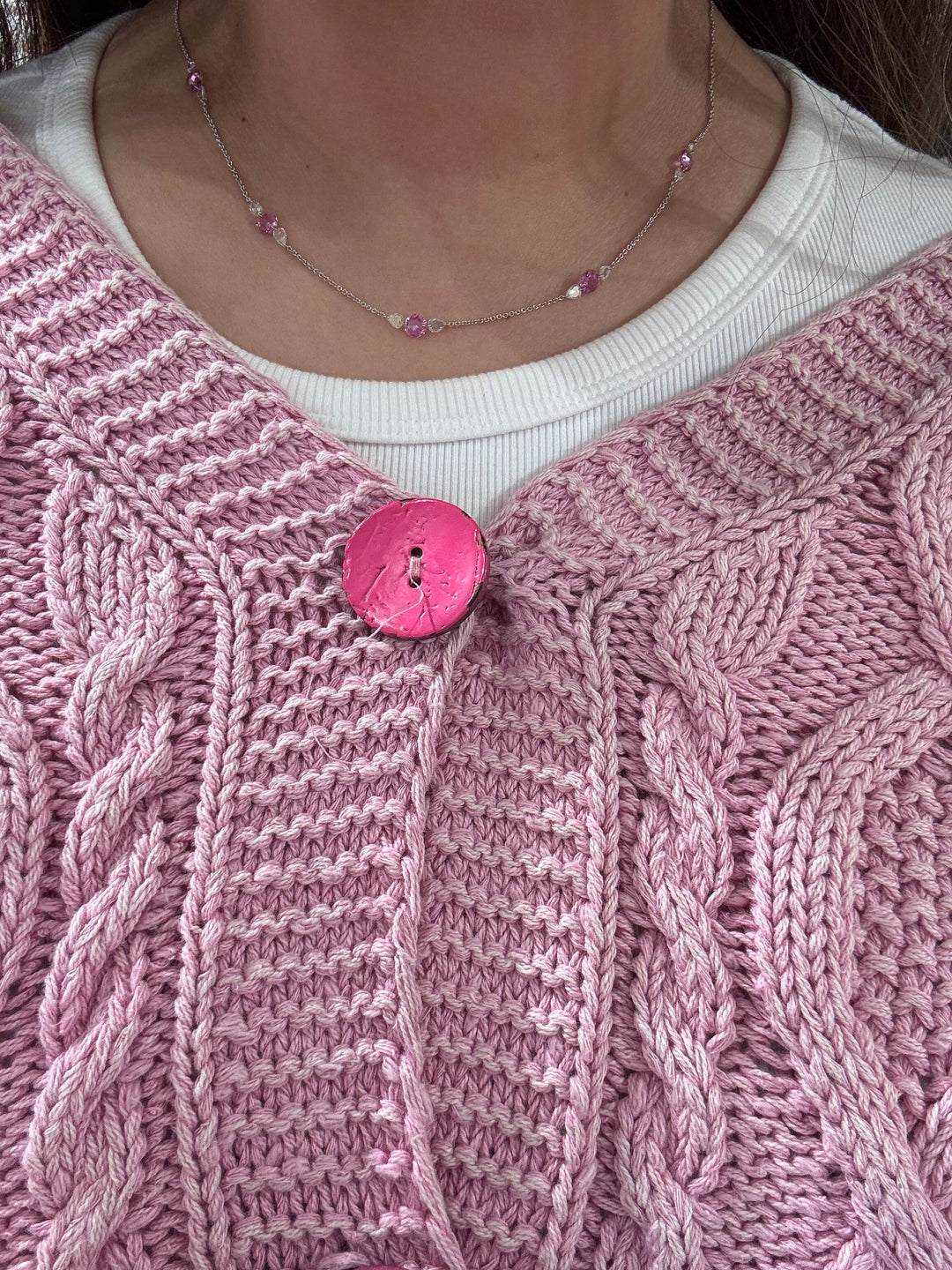 ROSE CUT DIAMONDS WITH PINK SAPPHIRE NECKLACE