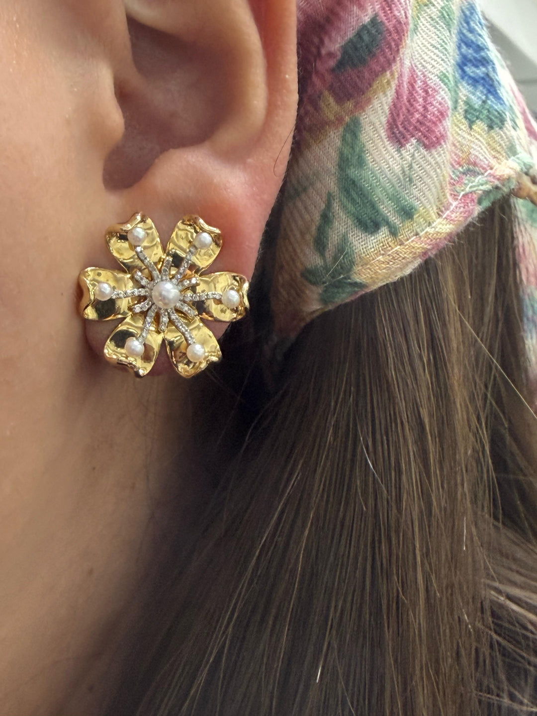 FASHION PEARL FLOWER EARINGS