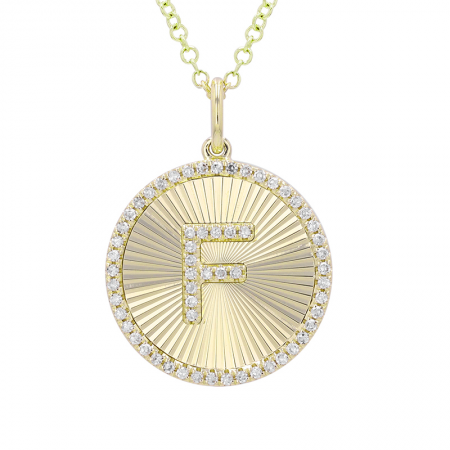 Gold Round Fluted Diamond Letter Charm