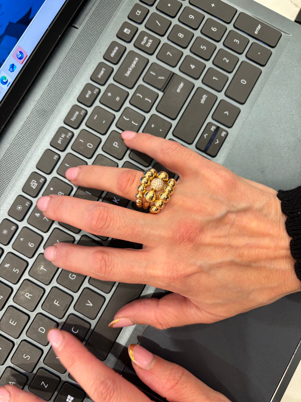 Yellow  Gold Bubble Diamond ring