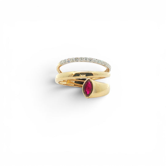WRAP AROUND DIAMOND AND RUBY RING