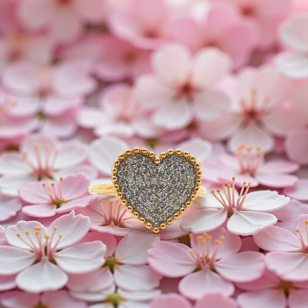 Diamond Heart Ball Ring