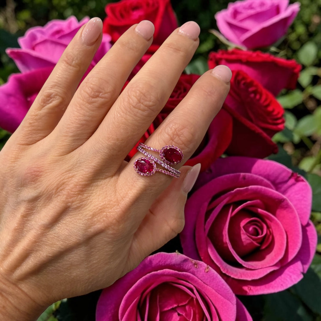 PINK SAPPHIRE CROSSOVER RING