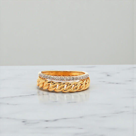 Rope Row with accent Diamond row Ring