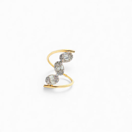 Three Oval Diamond Wave Ring