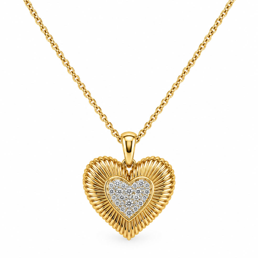Diamond Sunray Heart Pendant