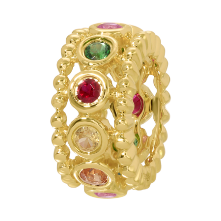 14k Yellow Gold Ball detail Bezel Set Rondelle