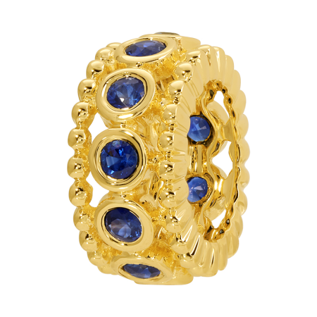 14k Yellow Gold Ball detail Bezel Set Rondelle