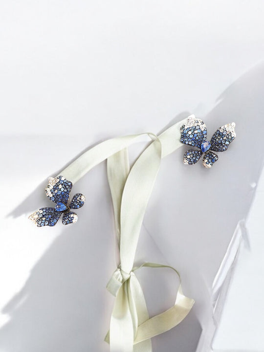 Ombre sapphire butterfly earrings