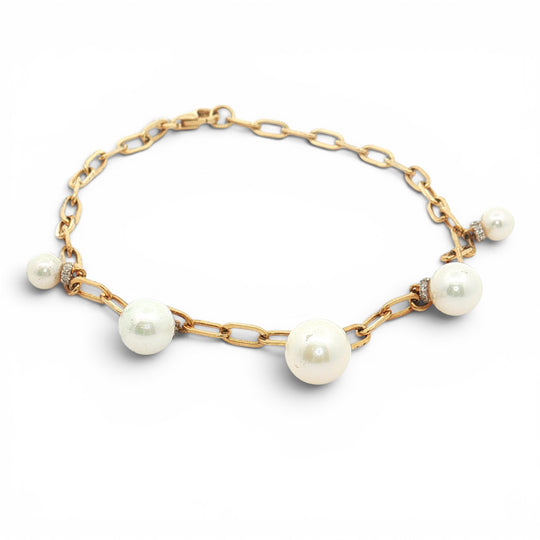 HANGING PEARLS  AND DIAMOND  BRACELET