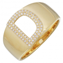 Diamond Letter Yellow Gold Ring