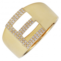Diamond Letter Yellow Gold Ring