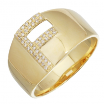 Diamond Letter Yellow Gold Ring