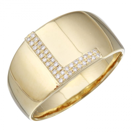 Diamond Letter Yellow Gold Ring