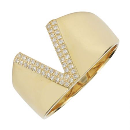 Diamond Letter Yellow Gold Ring