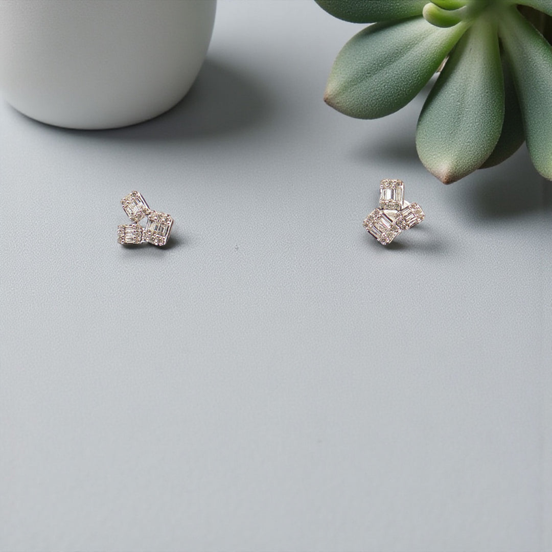 Trio Diamond Baguette Stud