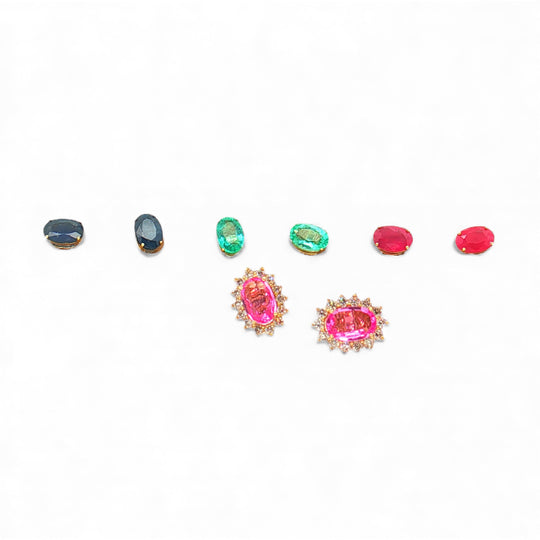 Interchangeable Gemstone Halo Studs