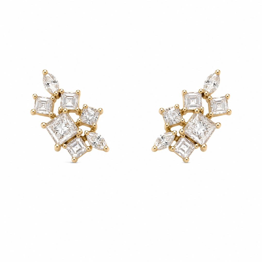 Yellow Gold Diamond Cluster Crawler