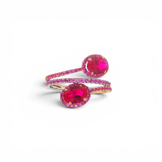 PINK SAPPHIRE CROSSOVER RING
