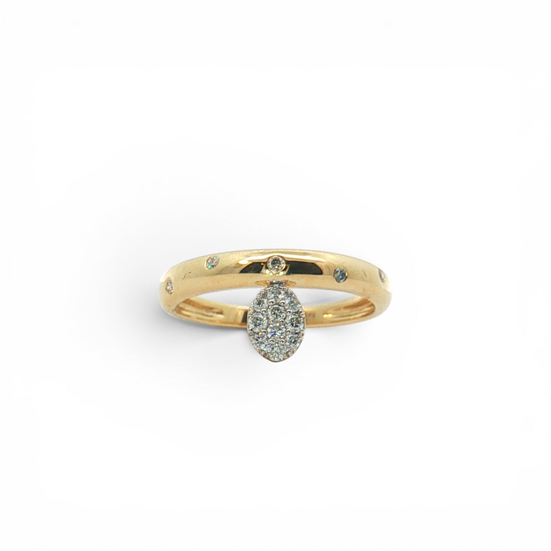 DIAMOND OVAL CHARM ON RING