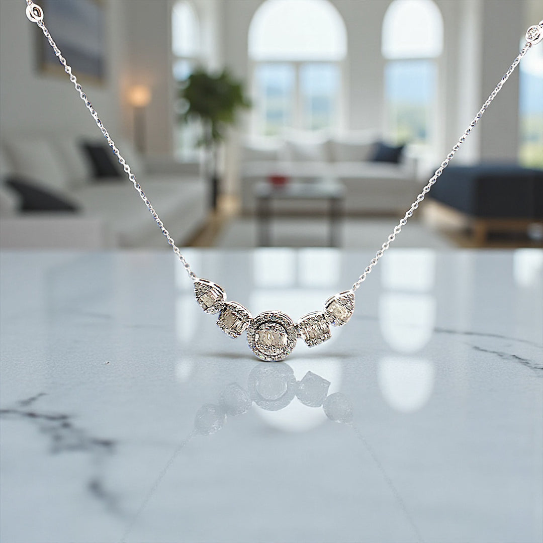 Multi Shape Diamond Bar Necklace