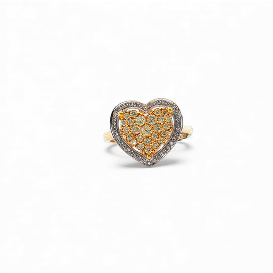 Two Tone Diamond Heart Ring