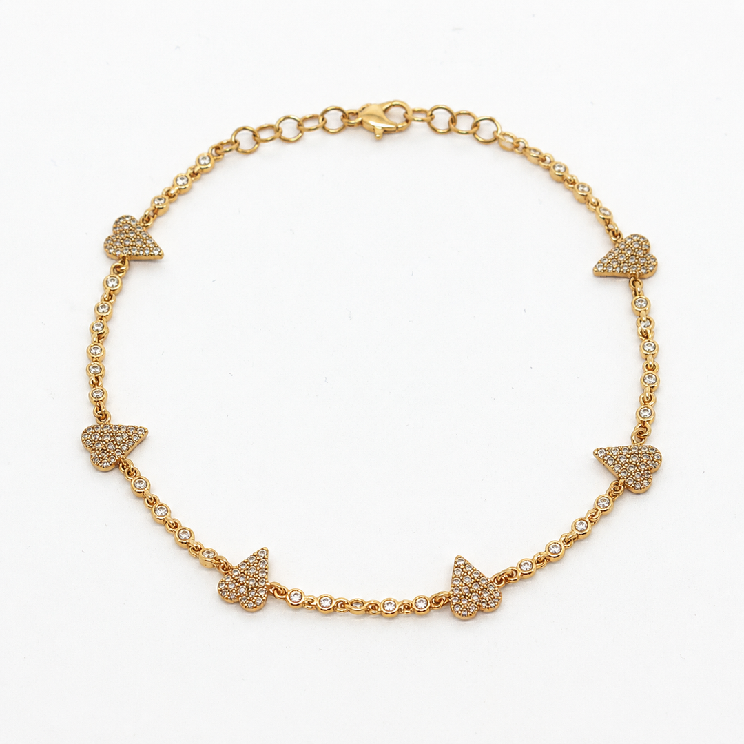 TENNIS HEART DIAMOND LINK BRACELET