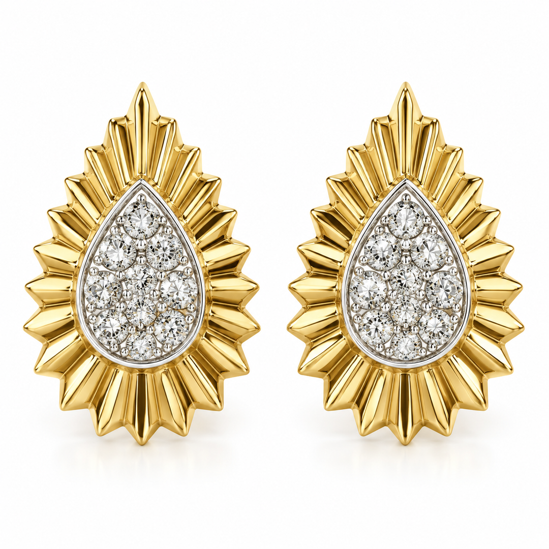 Golden sunray diamond studs