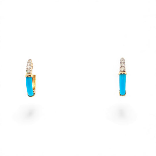 Diamond and Turquoise Huggies
