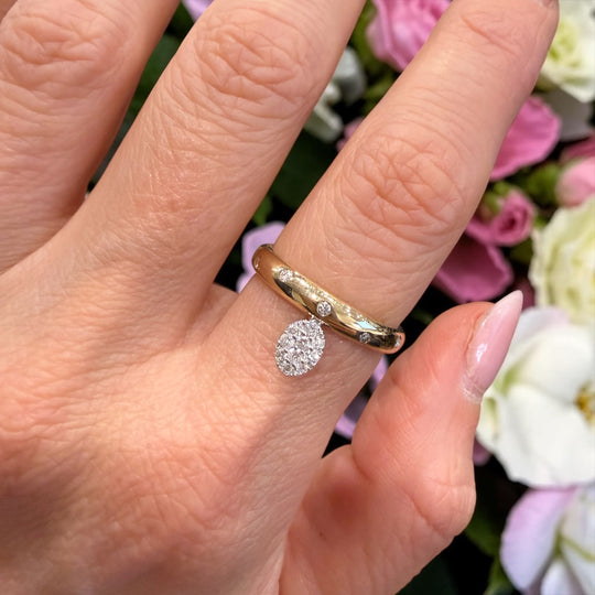 DIAMOND OVAL CHARM ON RING